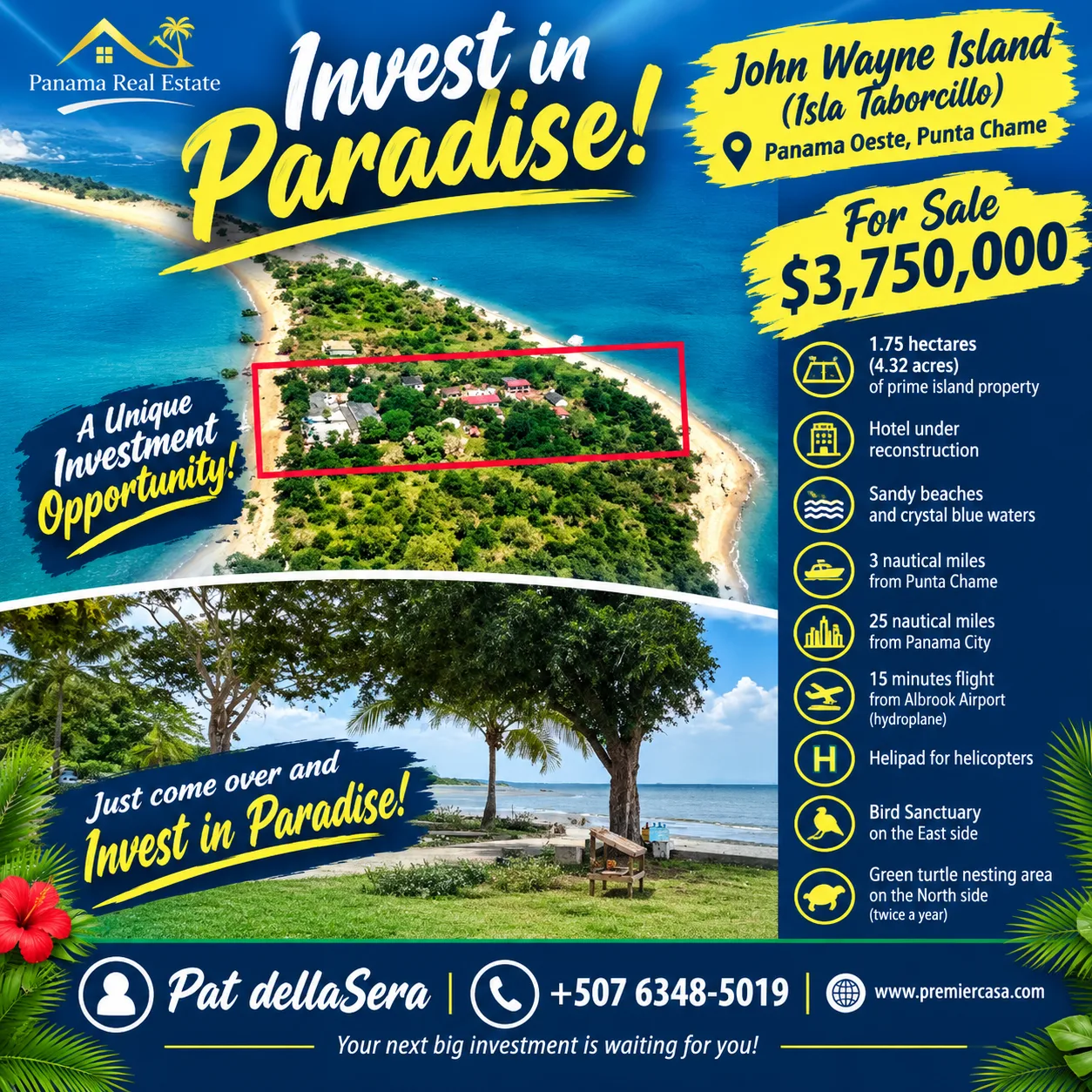 1.75 Hectares located in the John Wayne Island aka Isla Taborcillo. — imagen 1 de 3